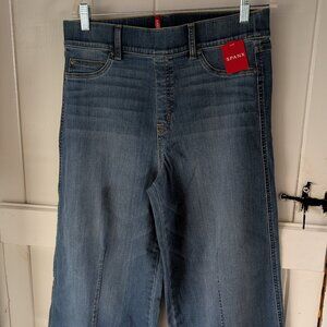 NWT Spanx XL Seamed Front Wide Leg Pull-On Jeans Indigo